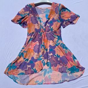 Cupshe Size Small Multicolor Floral Semi Sheer Short Dress / Coverup